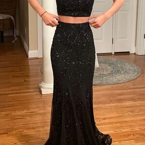 Sherri Hill Black Sequin Prom Dress